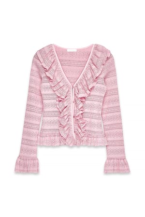 Pink Button Flounce Top