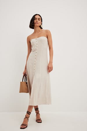 Bandeau-Kleid mit Knopfleiste