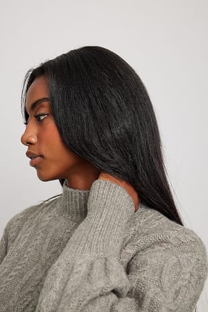 Grey Melange Cable Knitted Short Sweater