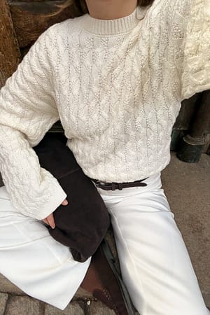 Offwhite Cable Knitted Sweater