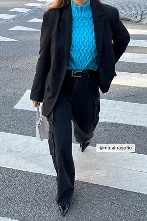 Blue Cable Knitted Vest