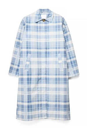 Blue Check karierter Trenchcoat