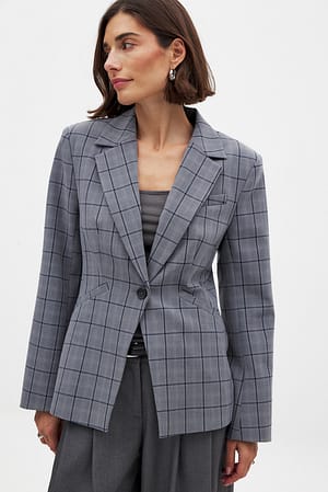 Check Blazer ajusté à carreaux