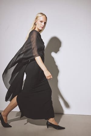Black Vestido capa de gasa