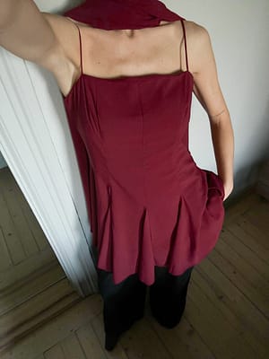 Deep Red Chiffon Scarf Mini Dress