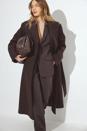 Brown klassischer Mantel aus Wollmischung