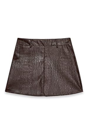 Brown Mini nederdel i kroko