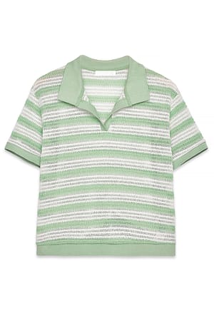 Green Stripe Kortærmet top med krave