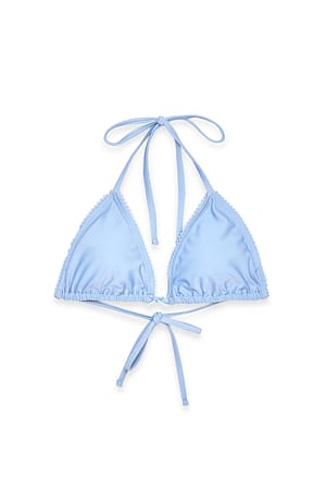 Blue Trekantet bikinitopp med kontrastdetaljer