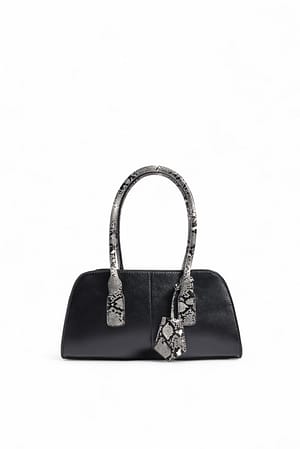 Black Contrast Handle Handbag