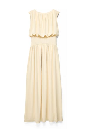 Light Yellow Maxikjole med kontrast i livet
