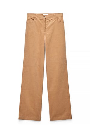 Camel Corduroy Mid Waist Pants