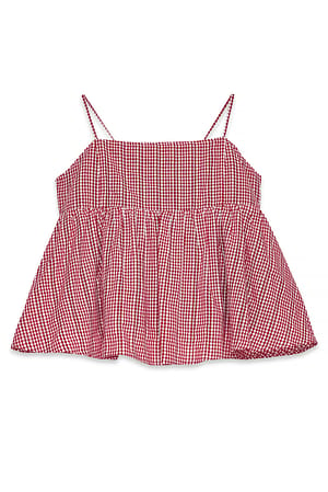 Red/White Cotton Open Back Strap Top