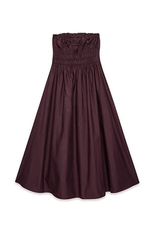 Brown Midikleid aus Baumwolle mit Rüschen und Bandeau