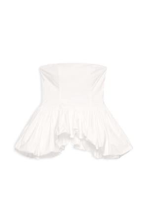 White Bandeau-topp i bomull med boblesaum