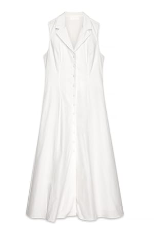 White Midikjole i bomull med knapper