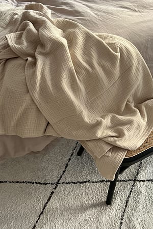 Beige Cotton Gauze Throw