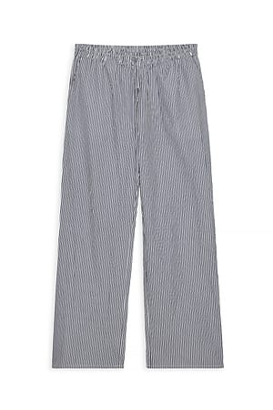 Navy Stripe Pantalon large en coton à taille élastique