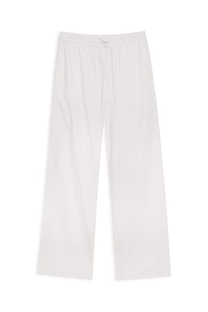 Beige Stripe weite Baumwollhose mit elastischem Bund
