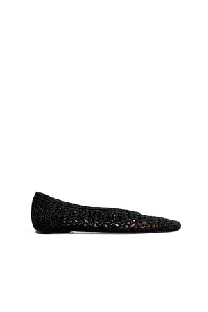 Black gehäkelte Ballerinas