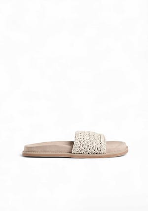 Beige Crochet Footbed Sliders