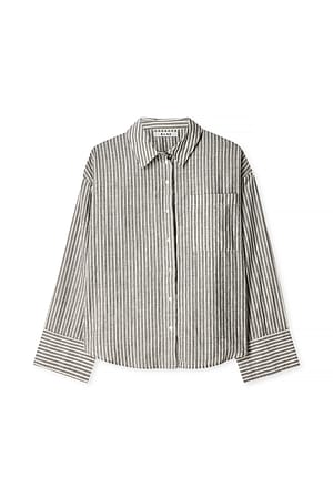 Grey/White Stripe gestreiftes Shirt mit Häkelspitzeneinsatz