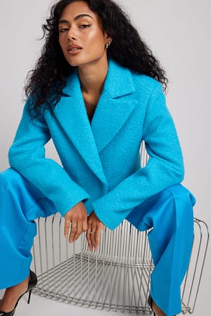 Blue Oversized Cropped Coat