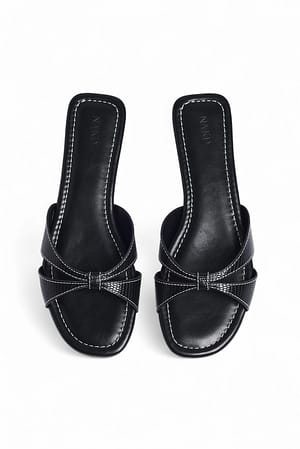 Black Cross Strap Flat Sandals