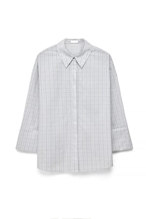 Blue Check Baumwollshirt mit Manschetten-Detail