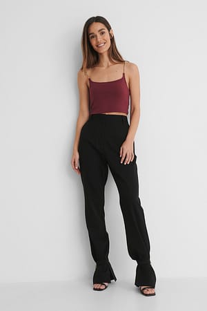 Black Chain Detail Suit Pants