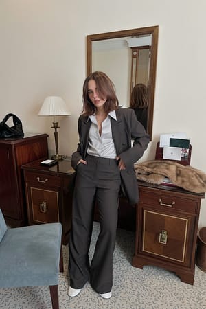 Beige Melange figursydd skjorte