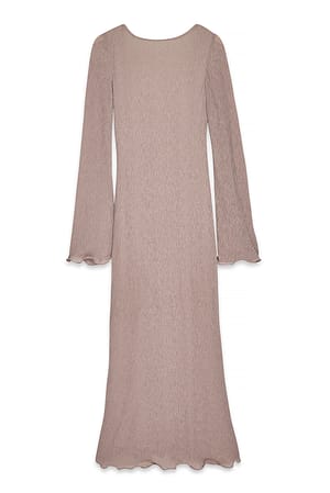 Taupe Deep Back Pleated Dress