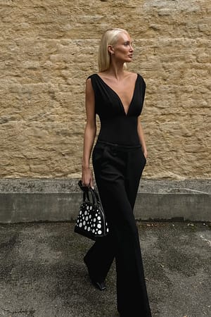Body drapé en jersey à col en V profond