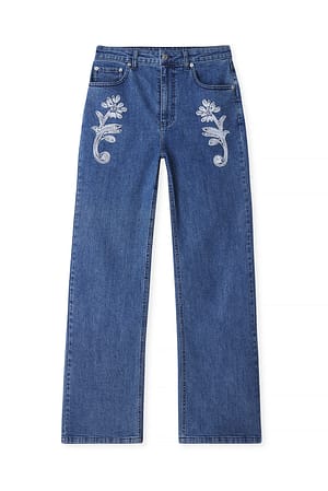 Blue Jeans i denim med kantebånd