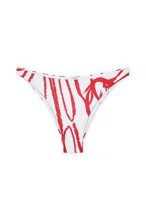 Red Print Bikini-Höschen mit Details