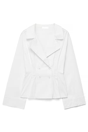White Dubbelbröstad croppad skjorta