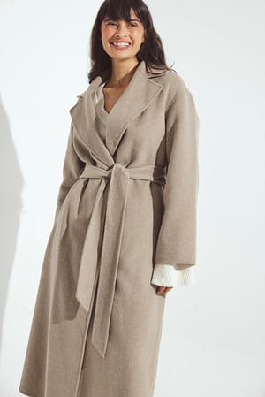 Beige Double faced wool blend coat