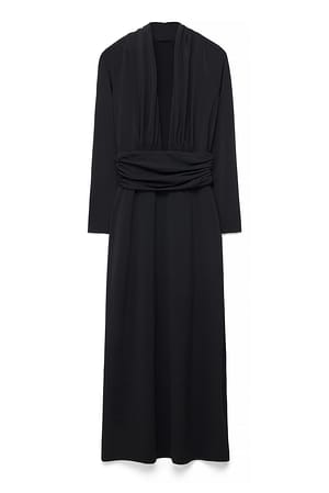 Black Drapert maxikjole i jersey