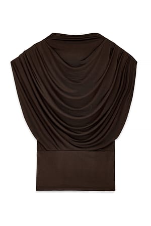 Brown Topp i jersey med drapering