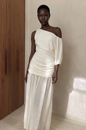 Beige Vestido maxi drapeado