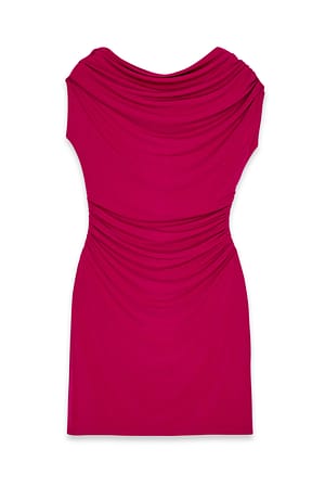 Fuchsia Pink Draped Mini Dress
