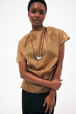 Light Brown Draped Sheer Top