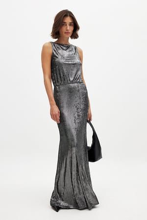 Silver Drapiertes Glanzkleid
