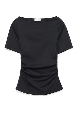 Black Camiseta drapeada