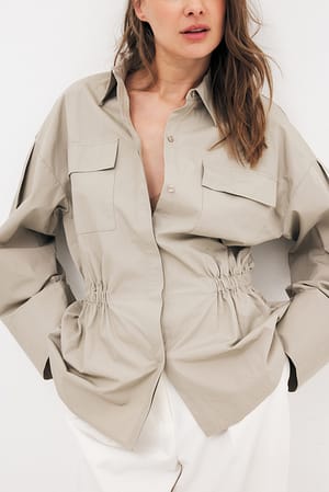 Beige Cargo shirt met trekkoord