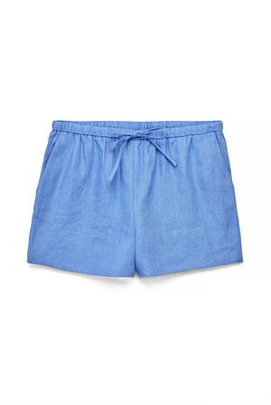 Blue Short en lin à cordon de serrage