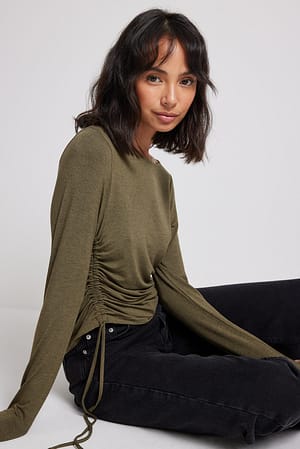 Brown Drawstring Top