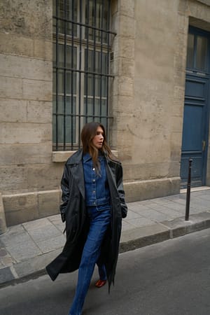 Black PU-trenchcoat