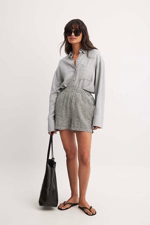 Elastic Waist Linen Blend Shorts