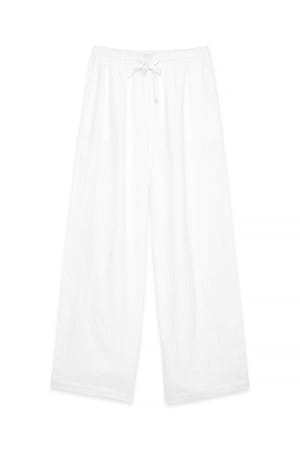 White Linnen broek met elastische taille